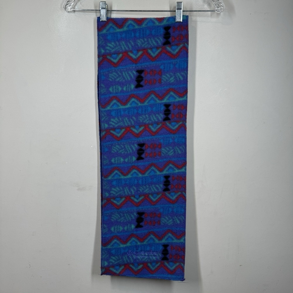 Columbia Fleece Scarf Multicolor Vtg 90's Aztec Southwestern Style 9.5"x56"